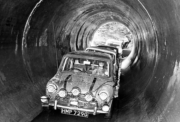 Minis in Coventry sewers during the filming of 'The Italian Job'film