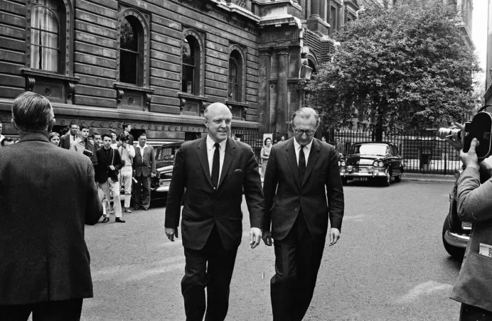Framed Print : Ministers in Downing Street during talks between Alec Douglas-Home