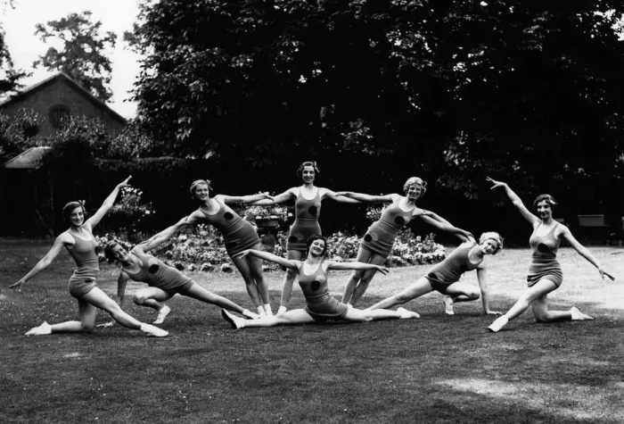 Framed Print : The Mirror Eight girls practicing their moves for promoting the Daily Mirror Framed Print : The Mirror Eight girls practicing their moves for promoting the Daily Mirror