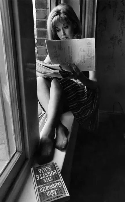 Framed Print : Miss Dawn Nyree Porter... tackling the script for a 26-part series. April 1966 P009647