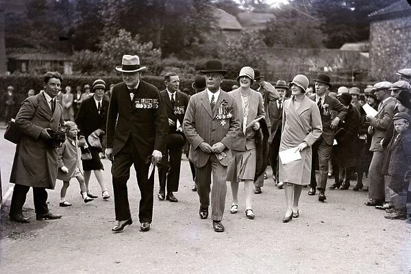 Miss Diana Churchill lays foundation stone at the British Legion Headquarters with father