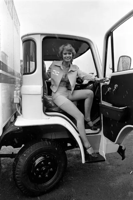 Framed Print : Miss Elaine Jent a heavy goods lorry driver with B. R. S. April 1975 75-1834-007 Framed Print : Miss Elaine Jent a heavy goods lorry driver with B. R. S. April 1975 75-1834-007