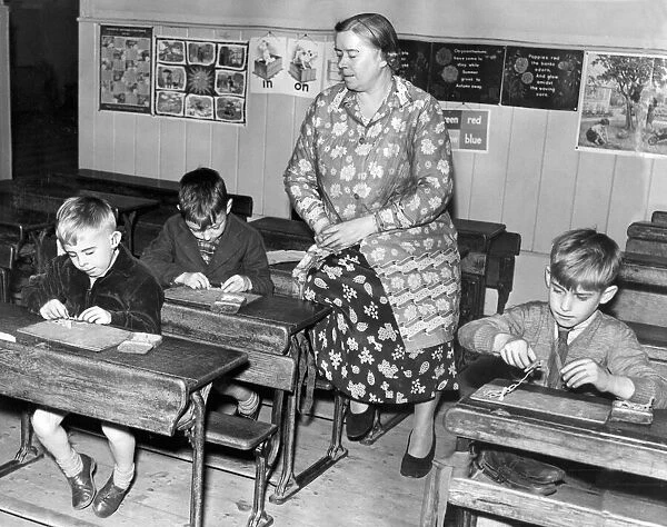 Miss Kirkup of Hamsteels Church of England School teaches her class 12 October 1955