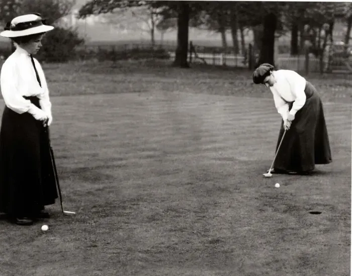 Framed Print : Miss N Bock and Miss M Shepton playing at the Lady Golf Competition at Timperley Framed Print : Miss N Bock and Miss M Shepton playing at the Lady Golf Competition at Timperley