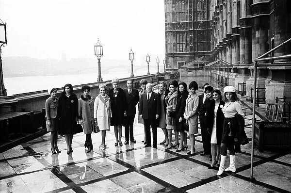 The Miss World contestants were entertained to lunch at the House of Commons today