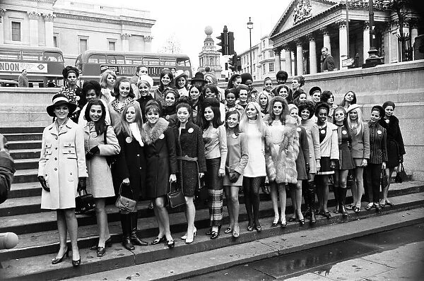 Miss World Contestants, photocall in Trafalgar Square, London, 8th November 1968