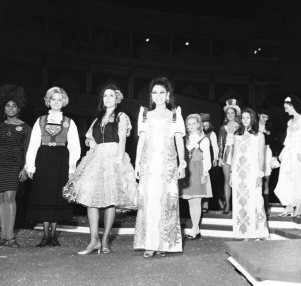 Miss World Contestants in traditional dress, at the Royal Albert Hall, 27th November 1969