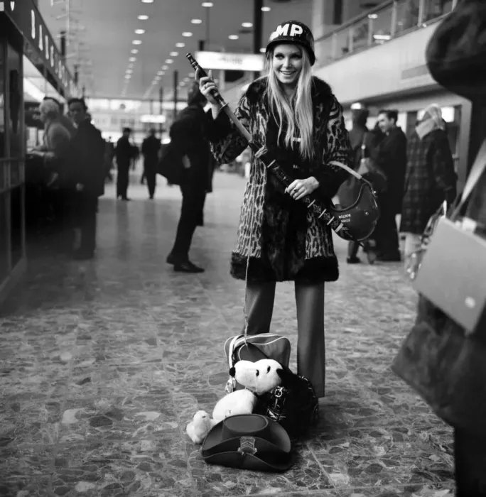 Framed Print : Miss World, Eva Rueber-Staier wearing the U. S. helmet pictured at Heathrow Framed Print : Miss World, Eva Rueber-Staier wearing the U. S. helmet pictured at Heathrow