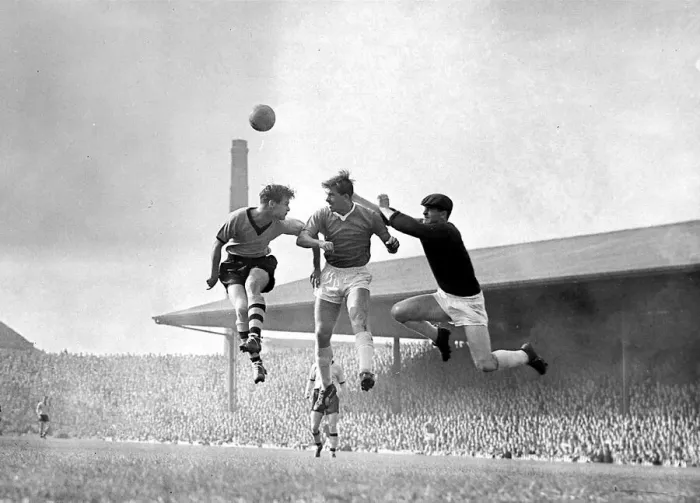 Framed Print : A misunderstanding between Cope and Harry Gregg of Manchester United nearly leads to a