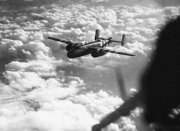 Mitchell bombers over France. First medium bomber daylight raid over French
