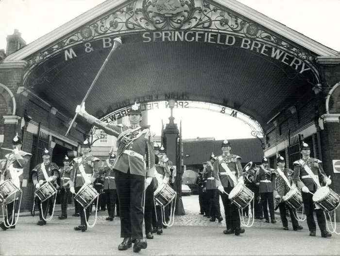 Framed Print : Mitchells and Butlers Brewery. The band and drum corps of the 1st Battalion Framed Print : Mitchells and Butlers Brewery. The band and drum corps of the 1st Battalion