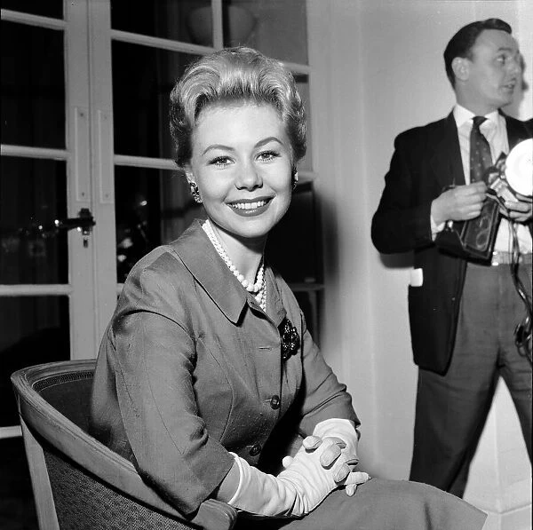 Mitzi Gaynor, American actress, singer & dancer, who is in the UK to promote her new film