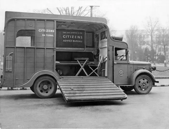 Framed Print : A mobile advice and information unit, The Citizens Advice Bureau
