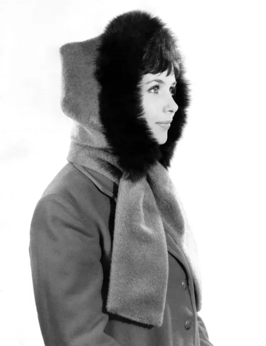 Framed Print : Model Ann Cave wearing a winter jacket with fur lined hood Framed Print : Model Ann Cave wearing a winter jacket with fur lined hood