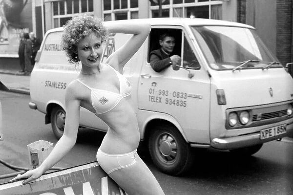 Model Carolyn Wright seen here on the streets of London modelling the 1975 Summer