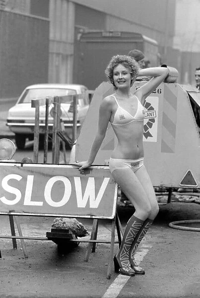 Model Carolyn Wright seen here on the streets of London modelling the 1975 Summer