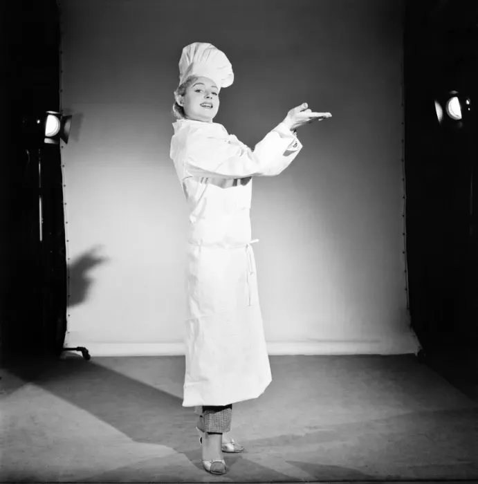 Framed Print : Model dressed as a chef. 1959 E250-004