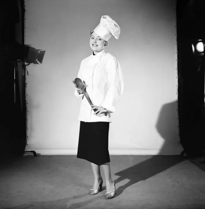 Framed Print : Model dressed as a chef. 1959 E250-007