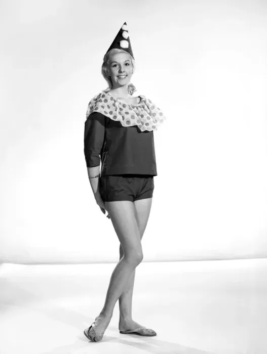 Framed Print : Model Felecity Fosdick wearing pierrot swimming costume. Circa 1959