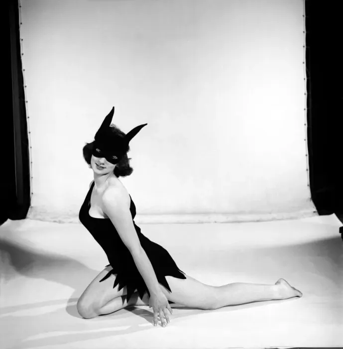 Framed Print : Model Jacqueline Durran dressed as a She Devil. June 1957 Framed Print : Model Jacqueline Durran dressed as a She Devil. June 1957