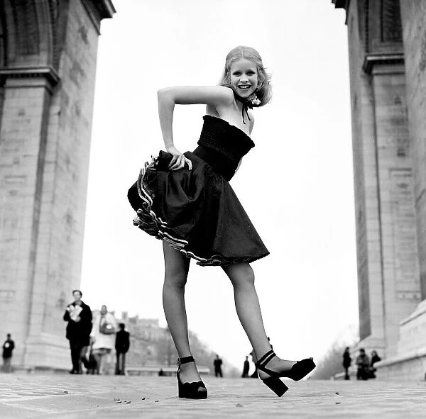 Model Jo Howard pictured wearing sexy little black dress by Vicky Tiel - Ready To Wear