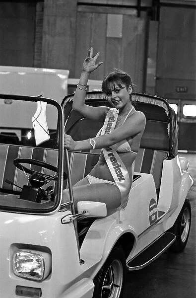 Model Joanne Latham sitting in an electric car. 13th March 1978