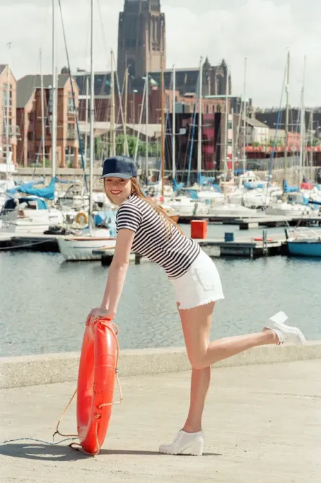 Framed Print : Model, Kelly, wearing Maritime inspired clothing at Liverpool Marina, Merseyside Framed Print : Model, Kelly, wearing Maritime inspired clothing at Liverpool Marina, Merseyside