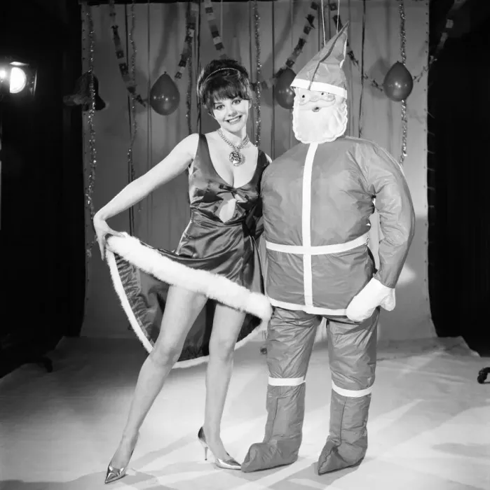 Framed Print : Model Kim Tracy seen here dressed for the office Christmas Party. 1960 E479-010