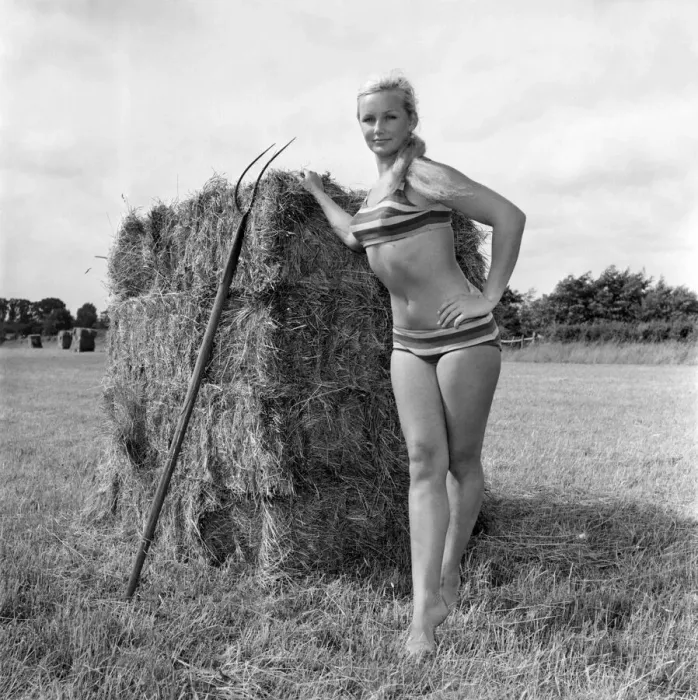 Framed Print : Model Maja Hafernik seen here working on the farm. 1965 E504-008 Framed Print : Model Maja Hafernik seen here working on the farm. 1965 E504-008