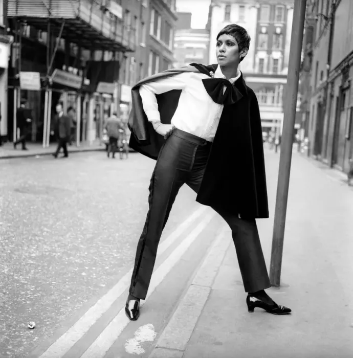 Framed Print : Model from the Rhona Roy fashion show at the Talk of the Town models a velvet cape