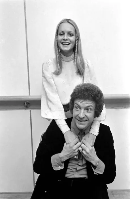 Framed Print : Model Twiggy pictured with opera singer Joseph Ward, whom Twiggy thinks is going to be Framed Print : Model Twiggy pictured with opera singer Joseph Ward, whom Twiggy thinks is going to be