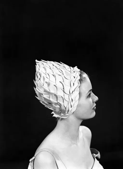 Framed Print : Model Vyvyan Dunbar wearing bathing hats Circa 1963 Framed Print : Model Vyvyan Dunbar wearing bathing hats Circa 1963