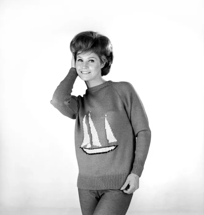 Framed Print : Model wearing Chichester sweaters in celebration of Sir Francis Chichester round
