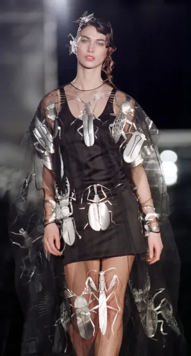 Framed Print : Model Wearing Insect Dress January 1999 at the Paco Rabanne Fashion Show in Paris