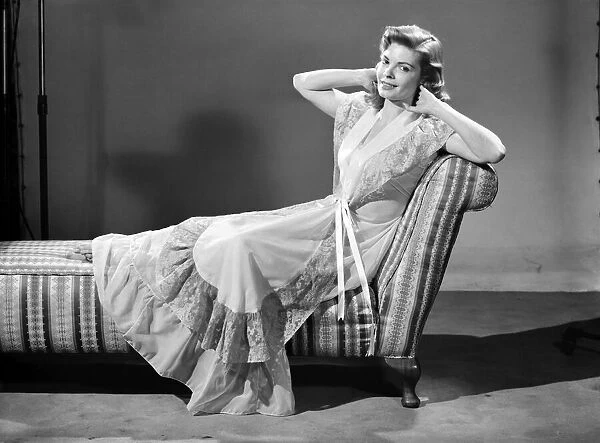 Model wearing night dress. 1953