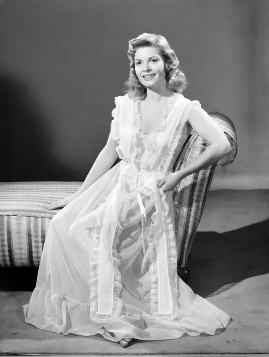 Framed Print : Model wearing night dress. 1953