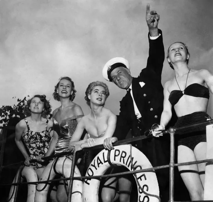 Framed Print : The models and the mate of the Royal Princess who did a little evening cruise up Framed Print : The models and the mate of the Royal Princess who did a little evening cruise up