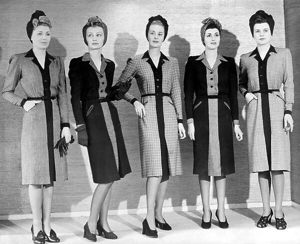 Models wearing World War Two designed Utility Dresses, 15th May 1942