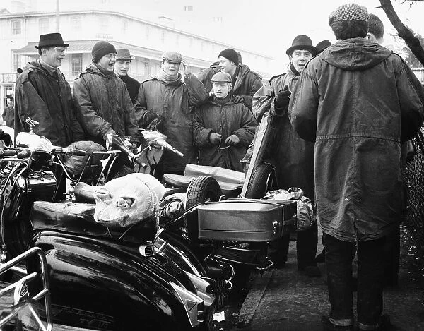 Mods gather on the sea front at Clacton on their scooters over the 1964 Easter weekend