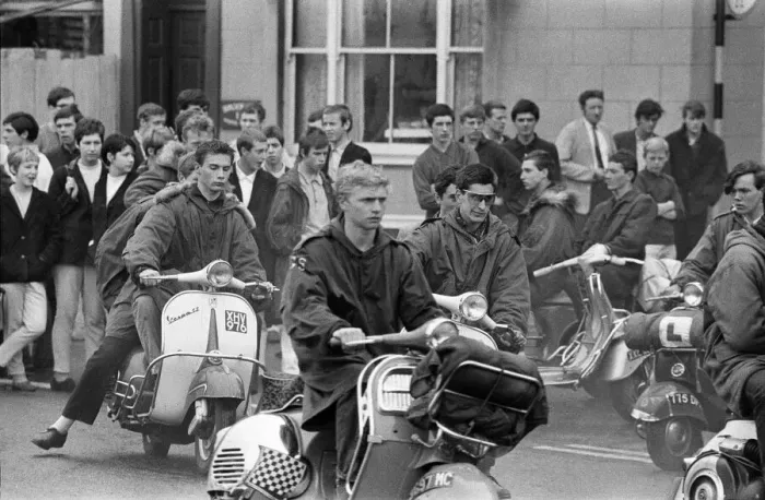 Framed Print : The mods and rockers were two conflicting British youth subcultures of the early to