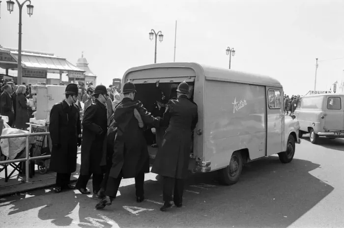 Framed Print : The mods and rockers were two conflicting British youth subcultures of the early to