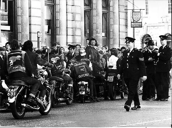 Mods and Rockers with motorbikes