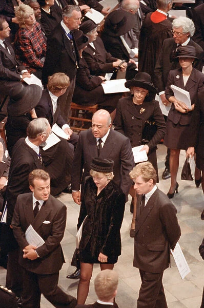 Mohamed Al-Fayed at the funeral of Diana, Princess of Wales at Westminster Abbey, London
