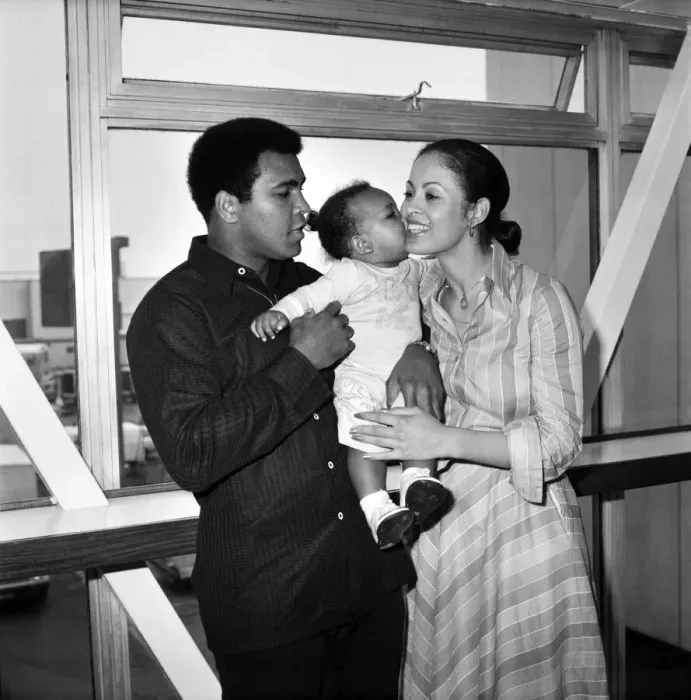 Framed Print : Mohammad Ali pictured with his wife Veronica and baby Hanna at Heathrow Airport today Framed Print : Mohammad Ali pictured with his wife Veronica and baby Hanna at Heathrow Airport today