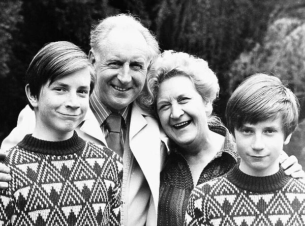 Mollie Sugden Actress with her Husband and twin sons June 1978