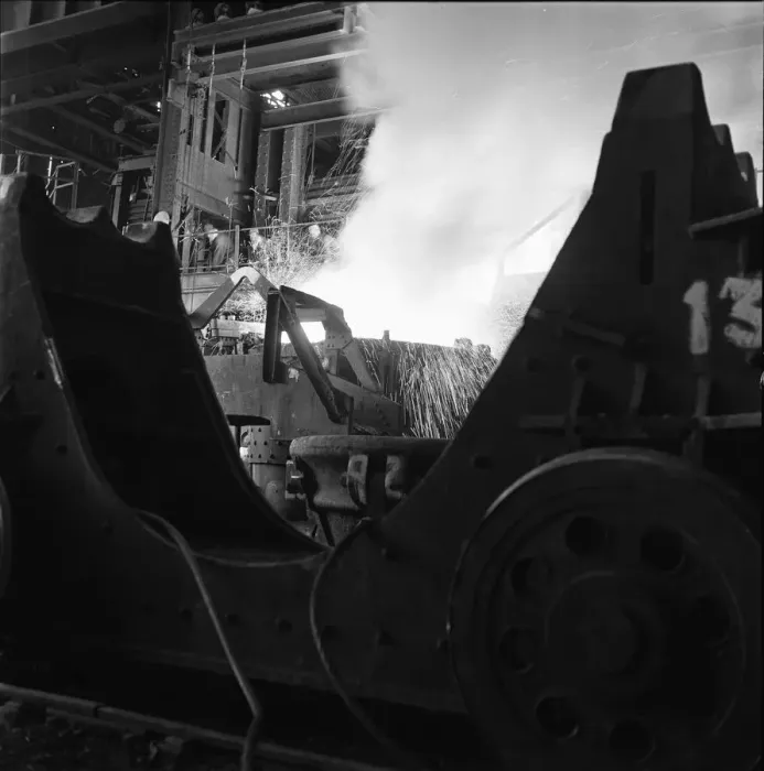 Framed Print : Molten steel is tapped off from one of the open hearth furnaces at the Stocksbridge Framed Print : Molten steel is tapped off from one of the open hearth furnaces at the Stocksbridge