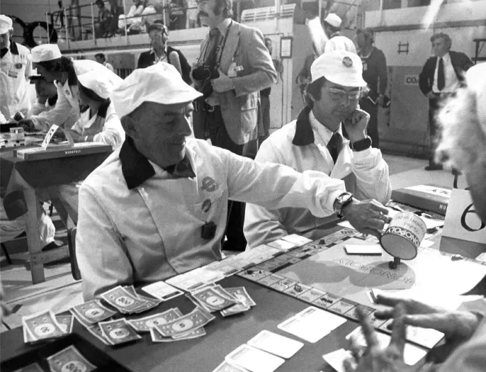 Framed Print : Monopoly championships held at the nuclear power station at Oldbury near Bristol in Framed Print : Monopoly championships held at the nuclear power station at Oldbury near Bristol in
