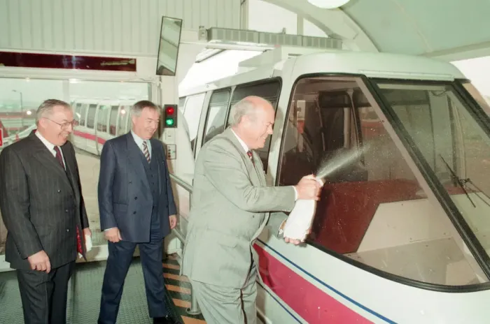 Framed Print : Monorail Opening at Merry Hill Shopping Centre in Brierley Hill Framed Print : Monorail Opening at Merry Hill Shopping Centre in Brierley Hill