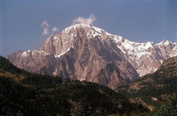 Monte Bianco from the Italian side of the Mont Blanc Tunnel on the France Italy Border in