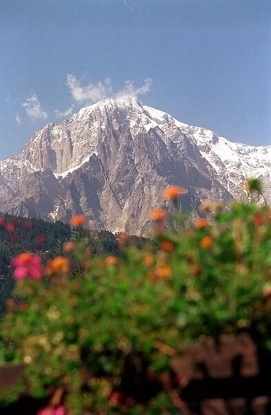 Monte Bianco (Mont Blanc) in the Alps range on the France Italy border seen from